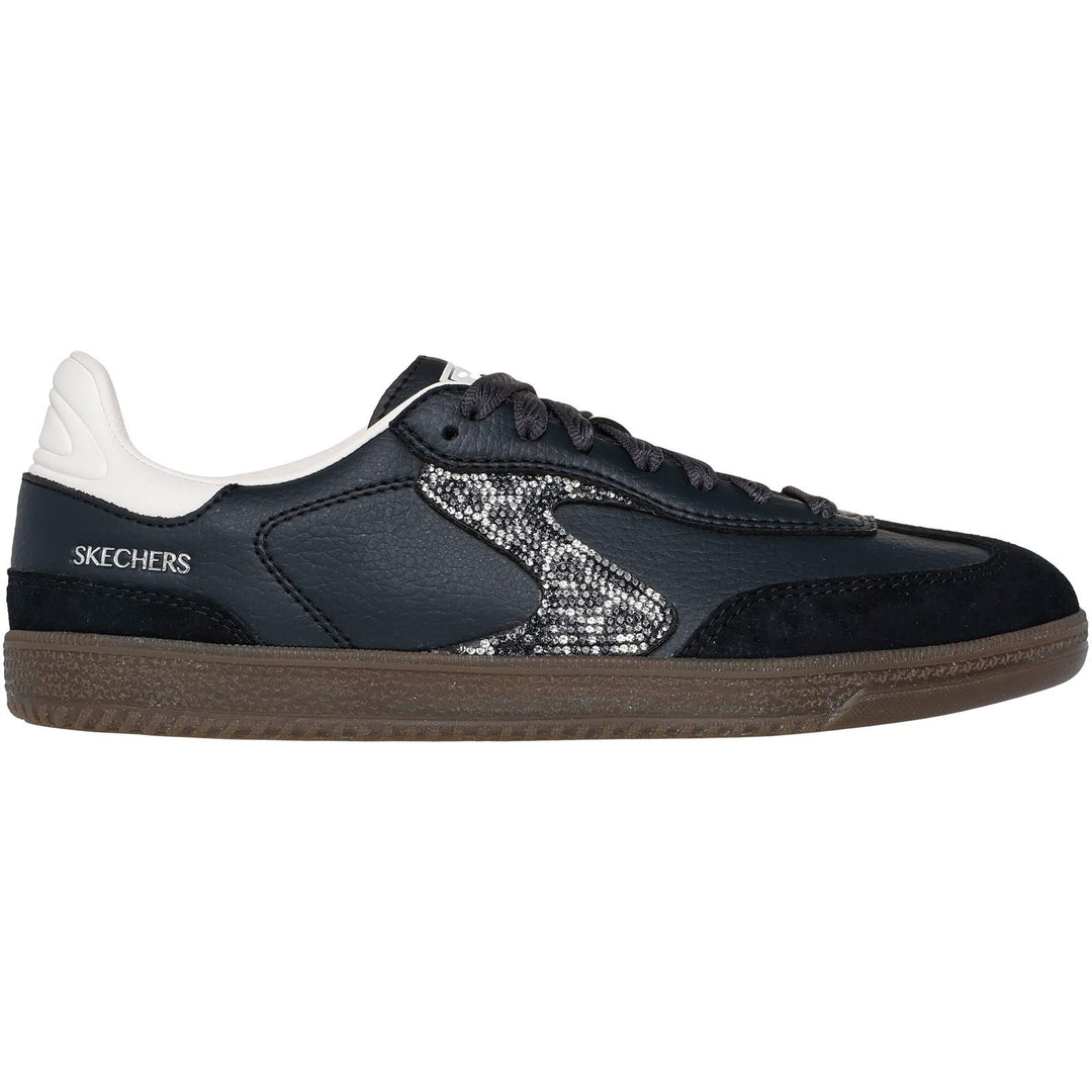 Women's Wide Fit Skechers 185239 Hotshot Shimmering Spots Trainers in Black/White - Image 2