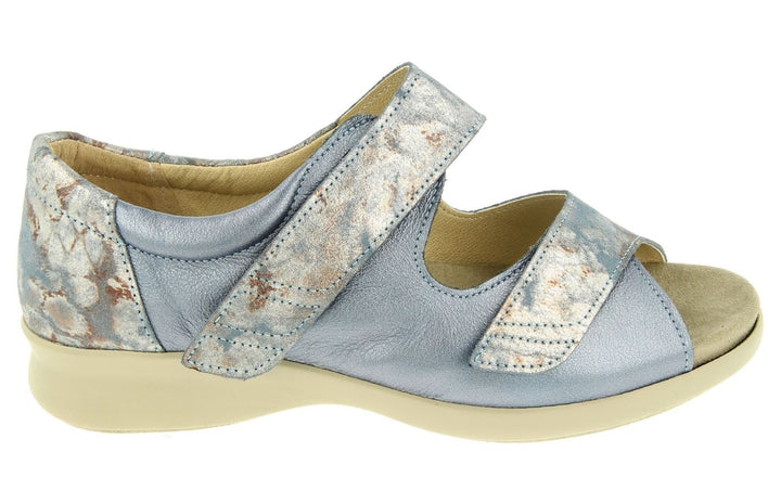 Womens Wide Fit DB Surf Sandals in Mottled Beige Suede/Lea - Image 1