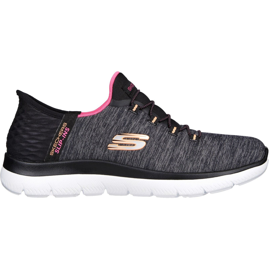 Women's Wide Fit Skechers 149937W Summits Dazzling Haze Vegan Trainers in Black/Multi - Image 2