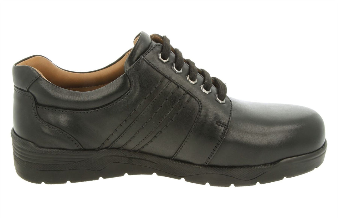 Mens Wide Fit DB Derek Shoes in Black Leather - Image 3