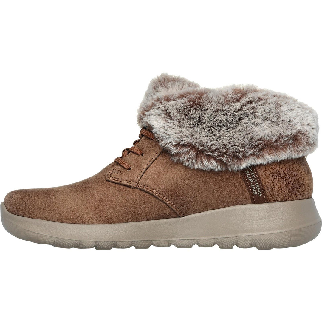 Women's Wide Fit Skechers 144803 Slip-ins On The Go Joy Cozy Charm Boots in Chestnut - Image 4
