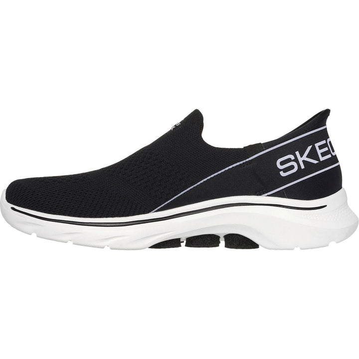 Women's Wide Fit Skechers 125231 Slip-ins Go Walk 7 Mia Trainers in Black/White - Image 1