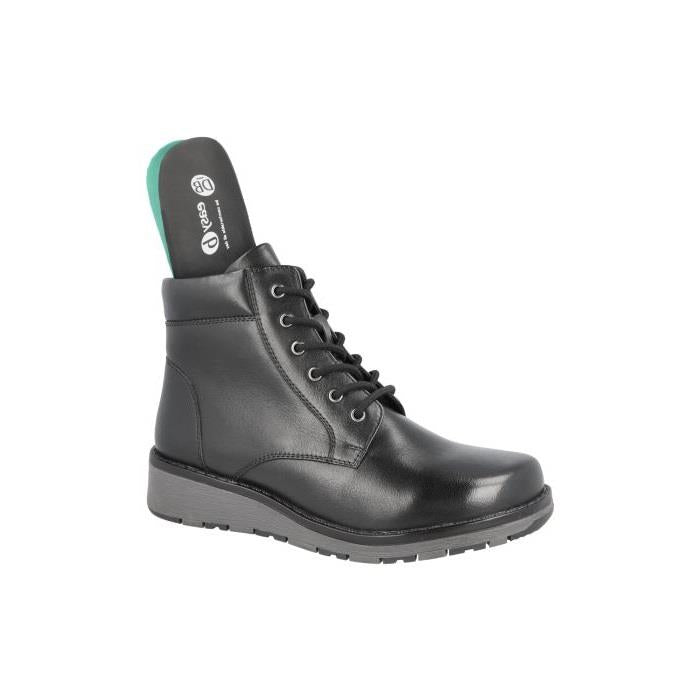 Womens Wide Fit Lace Up Boots by DB Shoes - Buckingham in Black Leather - Image 4