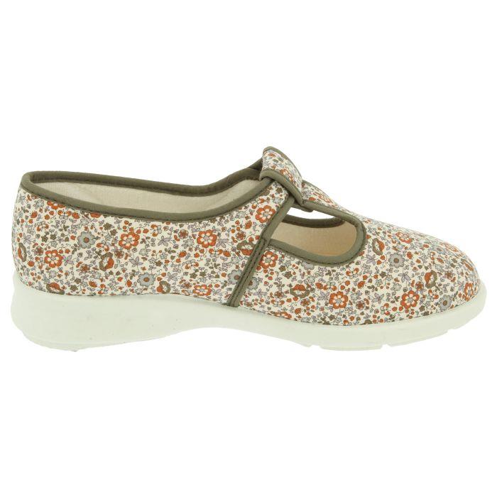 Women's Wide Fit DB Moorhen Shoes in Blue Multi Floral - Image 8