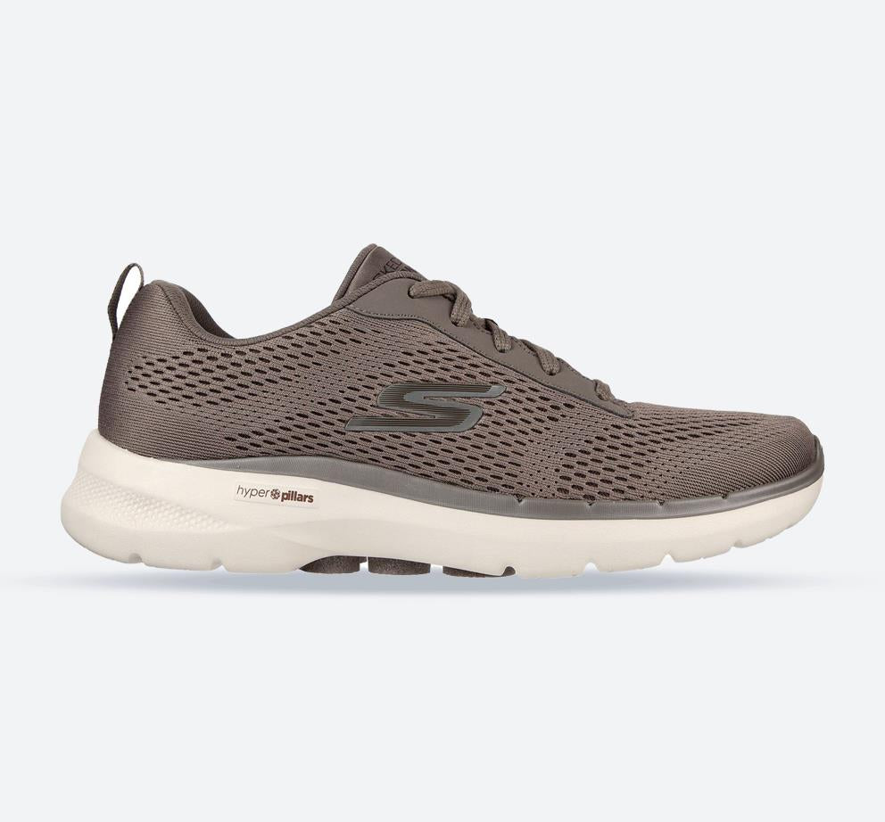 Men's Wide Fit Skechers 216209 Go Walk 6 Avalo Trainers in Taupe - Image 1