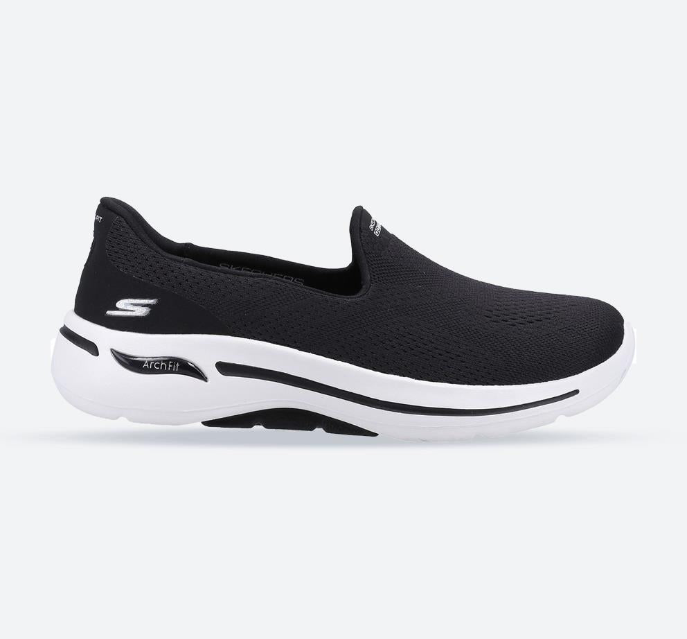 Women's Wide Fit Skechers 124483 Go Walk Arch Fit Imagined Trainers in Black - Image 1