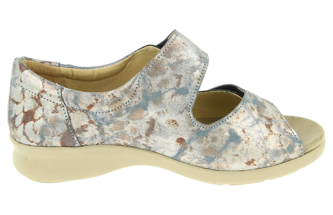 Womens Wide Fit DB Surf Sandals in Mottled Beige Suede/Lea - Image 10