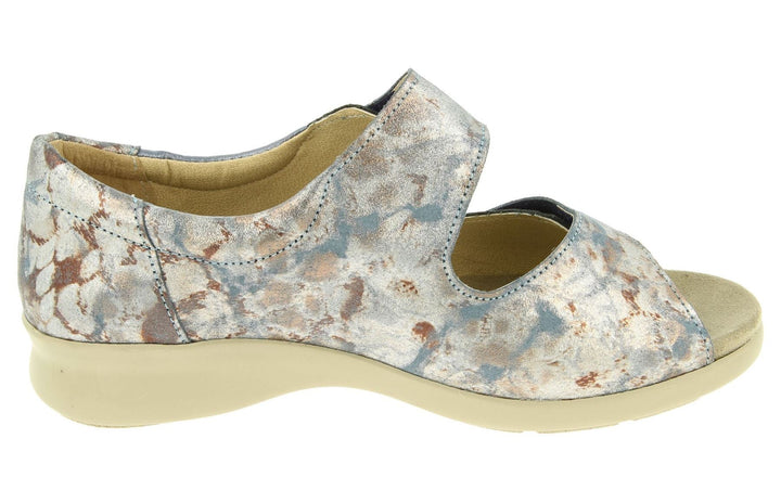 Womens Wide Fit DB Surf Sandals in Mottled Beige Suede/Lea - Image 1