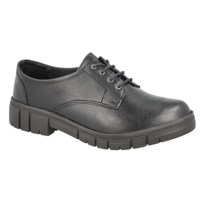 Women's Wide Fit DB Wantage Shoes in Black Leather - Image 1