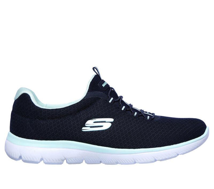 Women's Wide Fit Skechers 12980 Summits Slip On Sports Trainers - Navy/Aqua in Navy/Aqua - Image 1