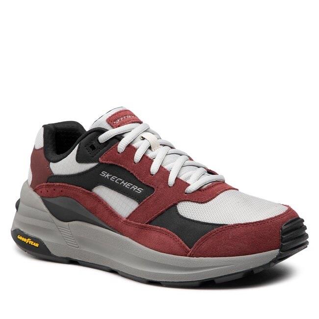 Men's Wide Fit Skechers 237200 Global Jogger Trainers in Burgundy/Black - Image 1