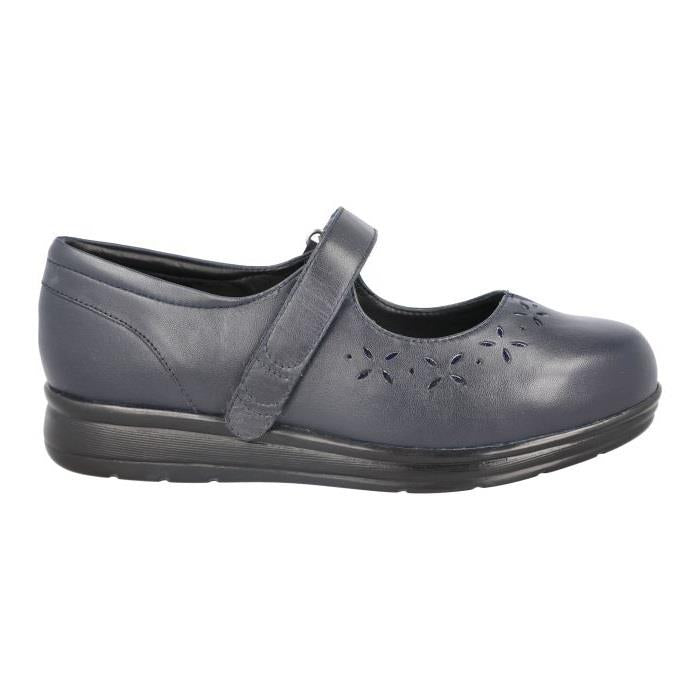 Women's Wide Fit DB Liskeard Shoes in Black Leather - Image 6