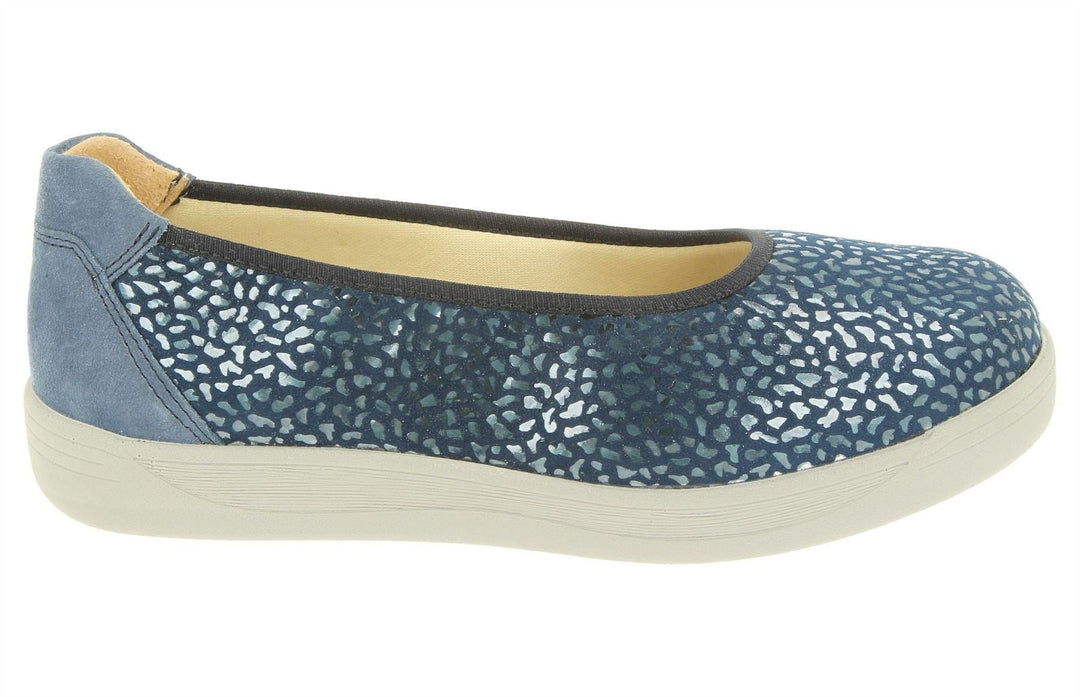Womens Wide Fit DB Garganey Shoes in Navy Stretch Textile - Image 2