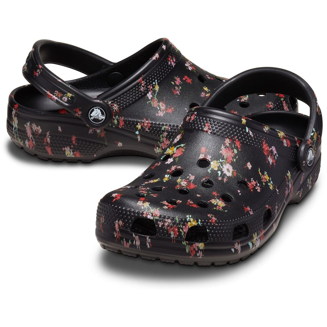 Women's Crocs 210397 Classic Graphic Clog Sandals in Black - Image 4