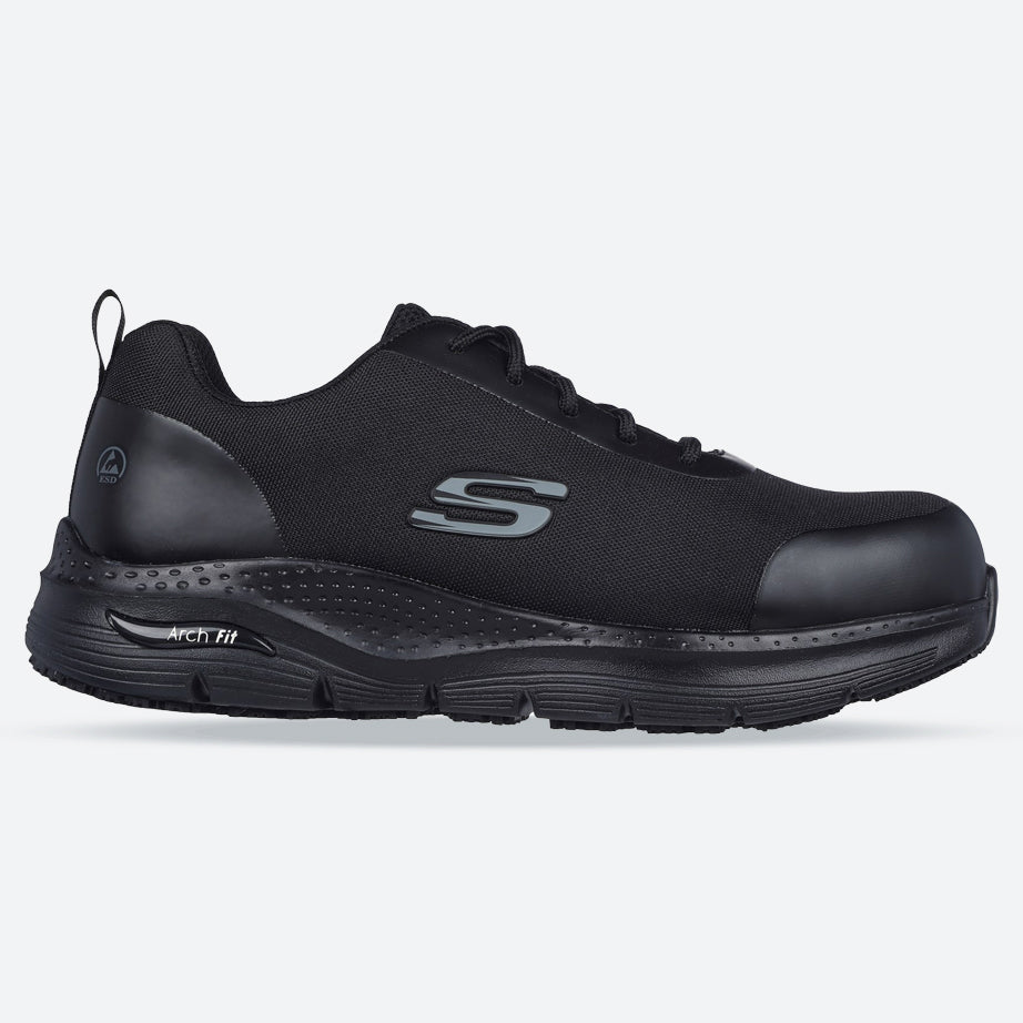 Men's Wide Fit Skechers 200086EC Arch Fit Ringstap Safety Trainers in Black - Image 1