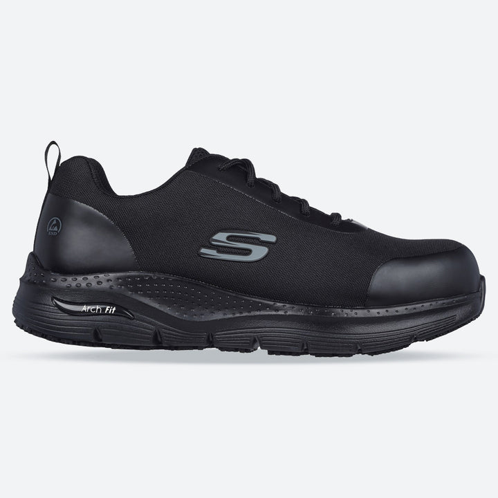 Men's Wide Fit Skechers 200086EC Arch Fit Ringstap Safety Trainers in Black - Image 1