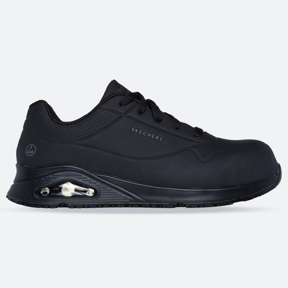 Men's Wide Fit Skechers 200177EC Uno Sr Doltin Safety Trainers in Black - Image 1