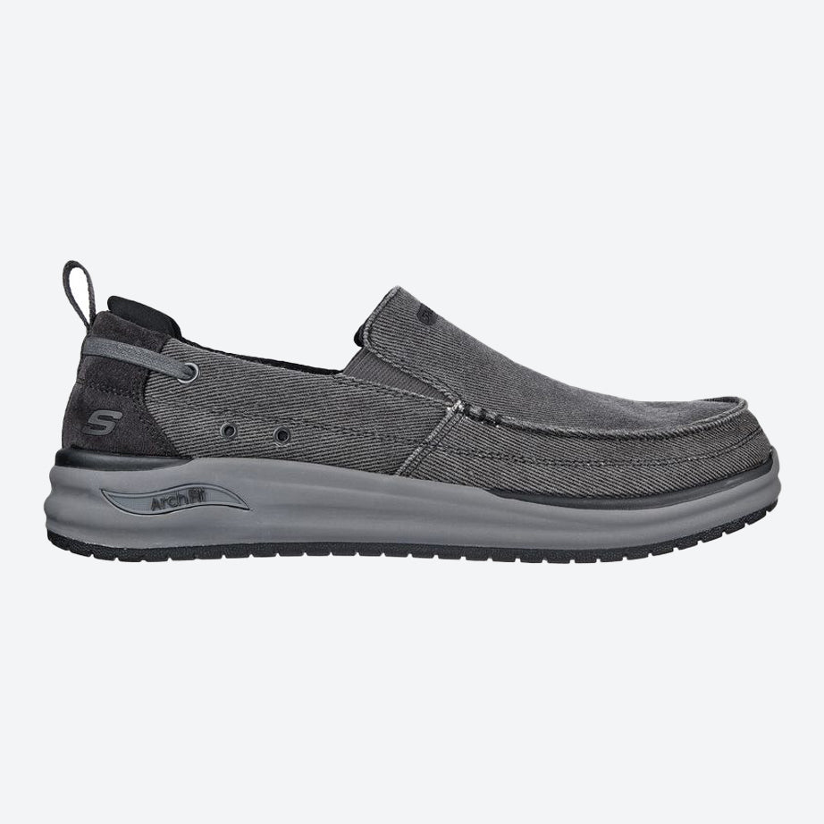 Men's Wide Fit Skechers Melo - Port Bow 204605 Arch Fit Trainers in Taupe - Image 7