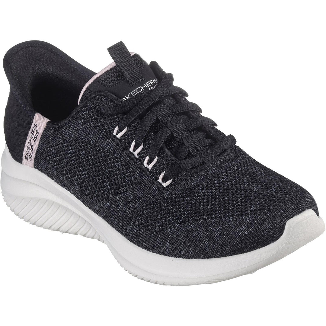 Women's Wide Fit Skechers 150178 Slip-ins Ultra Flex 3.0 Easy Step Trainers in Black/Pink - Image 4