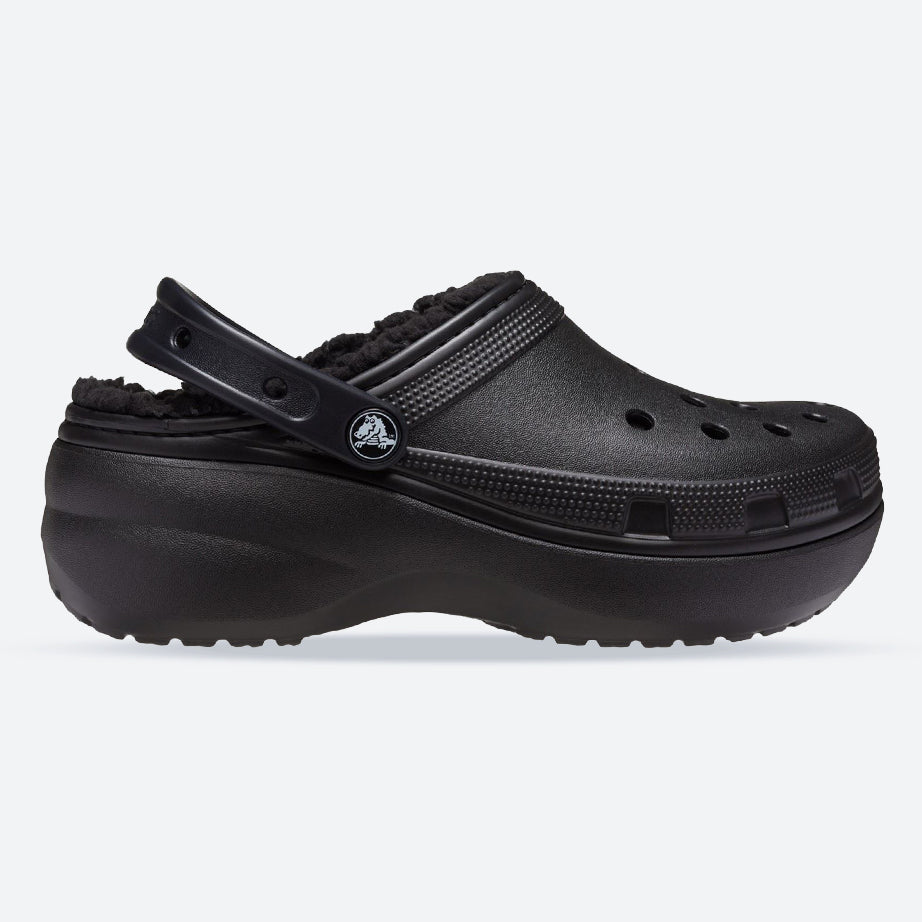 Women's Crocs 207938 Classic Platform Lined Clog Sandals in Black - Image 1