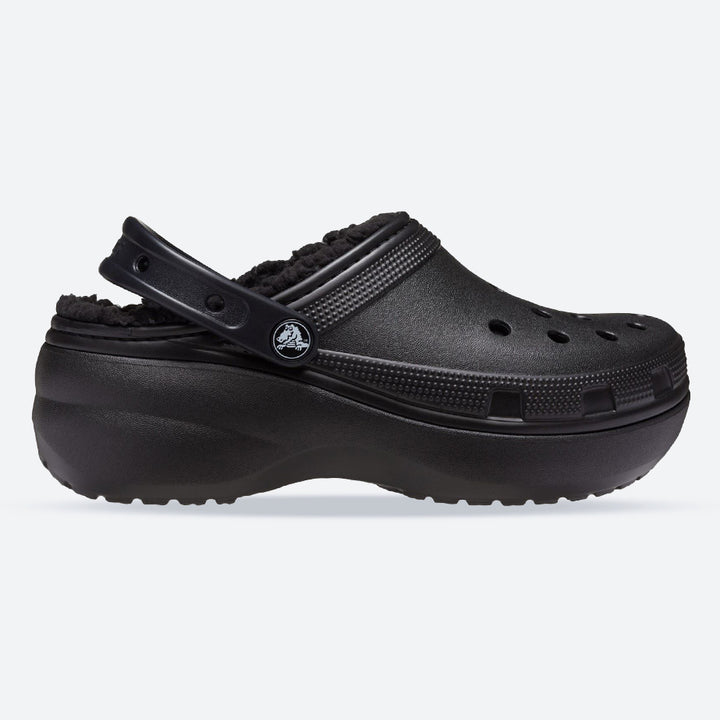 Women's Crocs 207938 Classic Platform Lined Clog Sandals in Black - Image 1