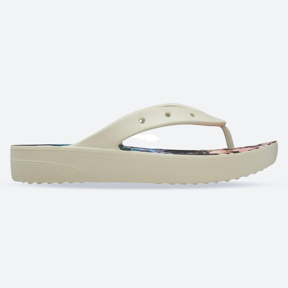 Women's Crocs 208770 Nostalgia Platform Flip Flop in Bone/Multi - Image 1