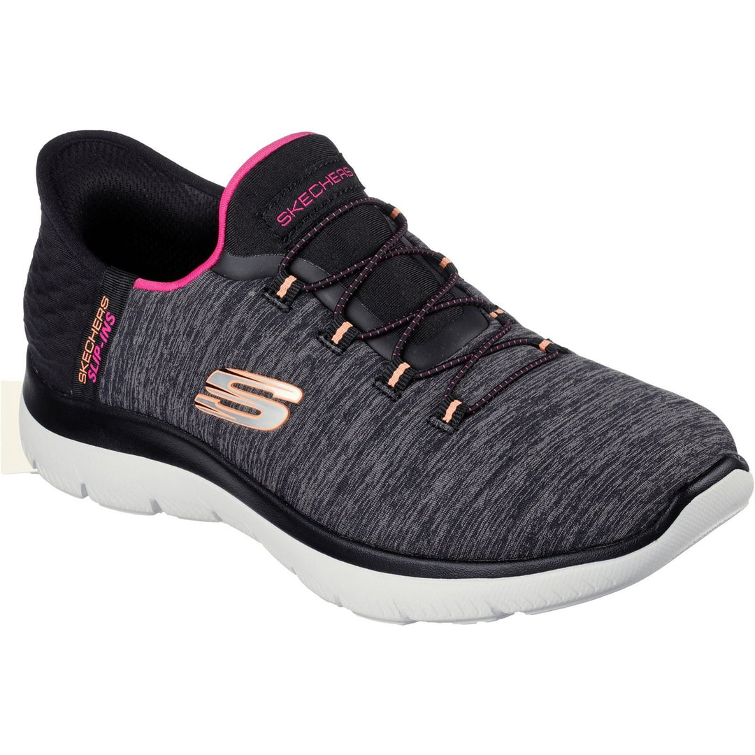 Women's Wide Fit Skechers 149937W Summits Dazzling Haze Vegan Trainers in Black/Multi - Image 3