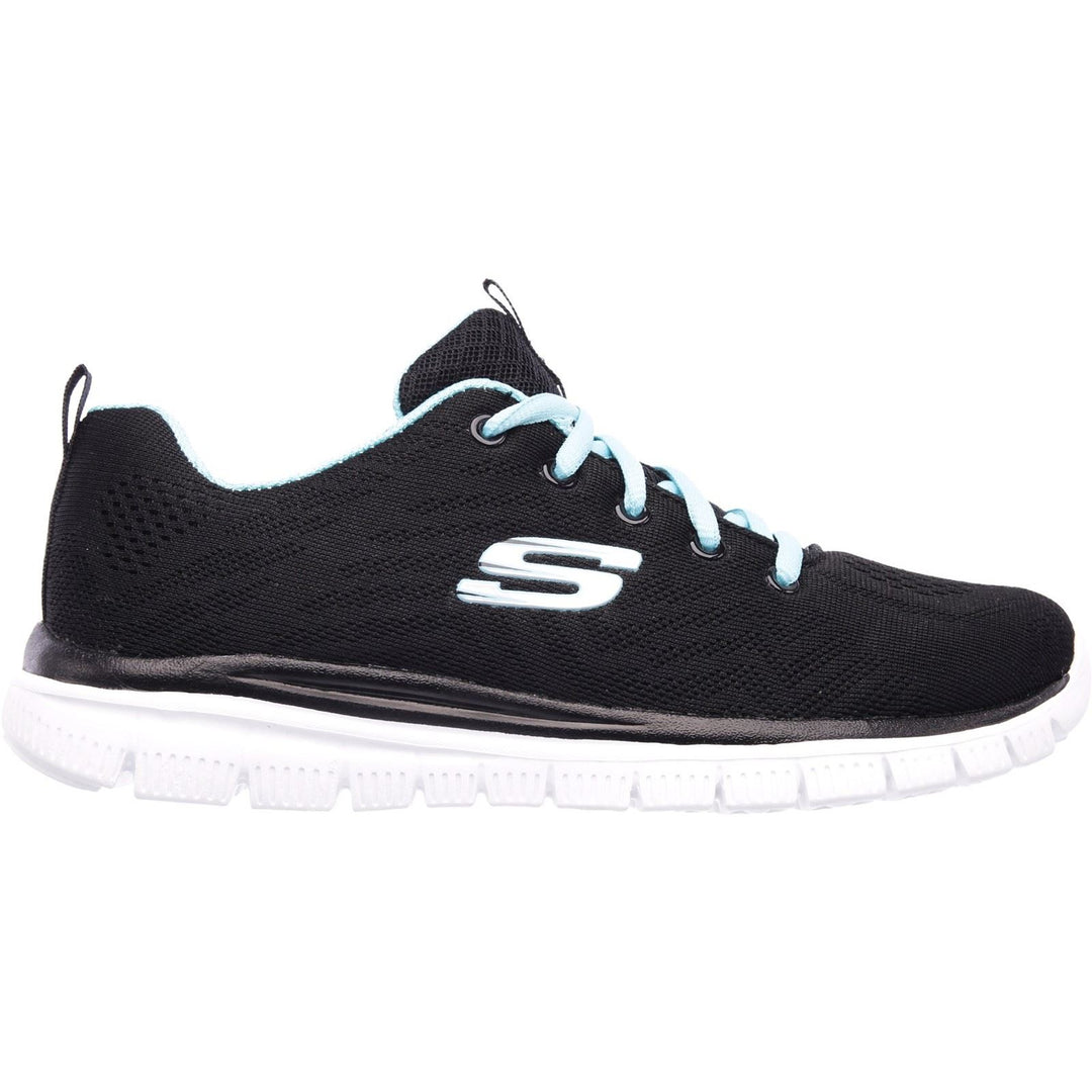 Women's Wide Fit Skechers 12615 Graceful Get Connected Sports Trainers - Black/Turquoise in Black/Turquoise - Image 2