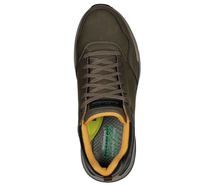 Men's Wide Fit Skechers 210021 Benago Hombre Walking Trainers in Dark Brown - Image 1
