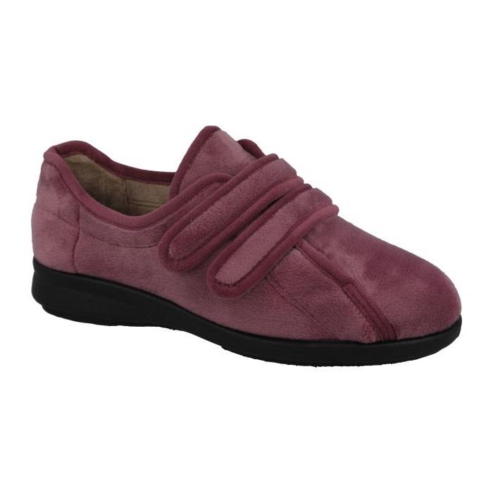 Women's Wide Fit DB Fork Slippers in Black velour - Image 10