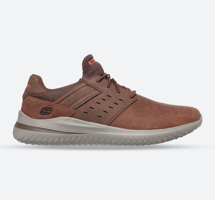 Mens Wide Fit Skechers Street Wear Delson 3.0 210308 Luxury Walking Trainers in Brown - Image 1