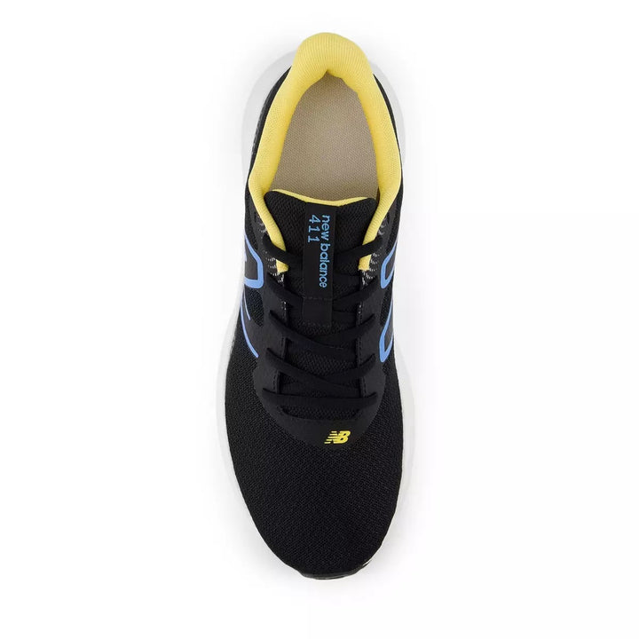 Women's Wide Fit New Balance M411RM3 Walking and Running Trainers in Black/Yellow - Image 1