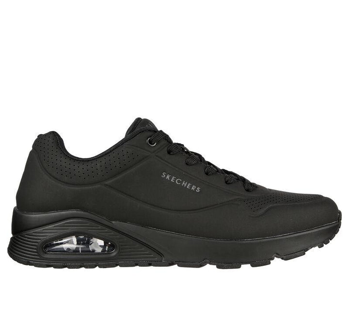 Men's Wide Fit Skechers 52458 Uno - Stand On Air Walking Trainers in Black - Image 1