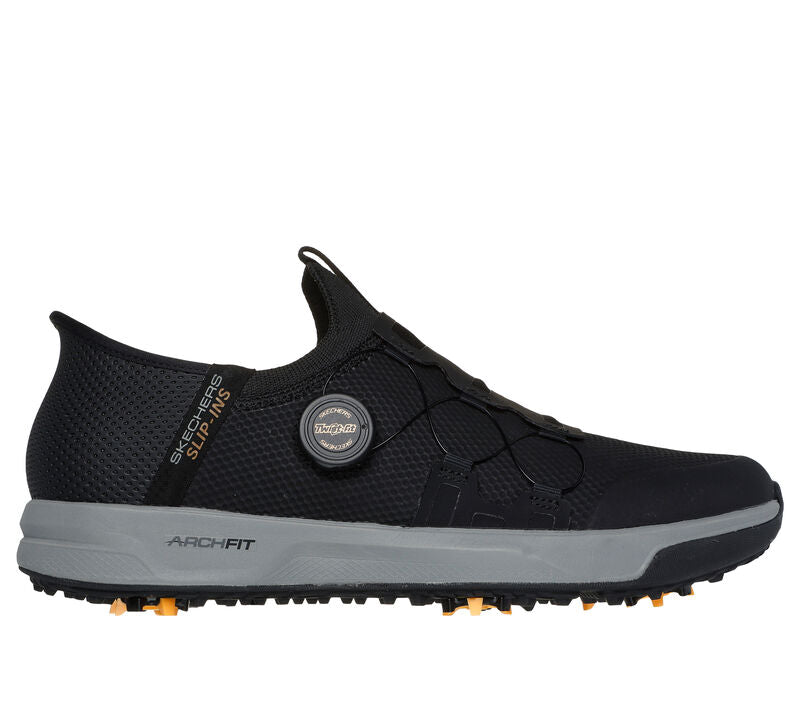Men's Wide Fit Skechers 214076 Slip-ins Go Golf Elite Vortex Trainers in Black/Grey - Image 2