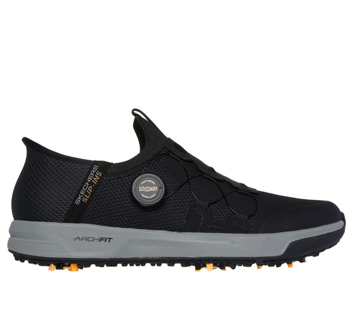 Men's Wide Fit Skechers 214076 Slip-ins Go Golf Elite Vortex Trainers in Black/Grey - Image 1