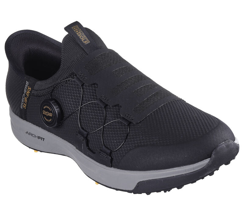 Men's Wide Fit Skechers 214076 Slip-ins Go Golf Elite Vortex Trainers in Black/Grey - Image 3