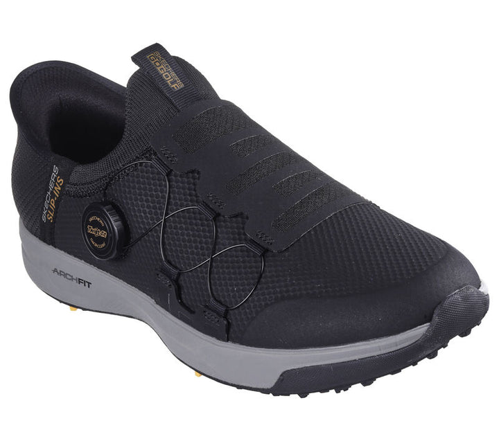 Men's Wide Fit Skechers 214076 Slip-ins Go Golf Elite Vortex Trainers in Black/Grey - Image 1