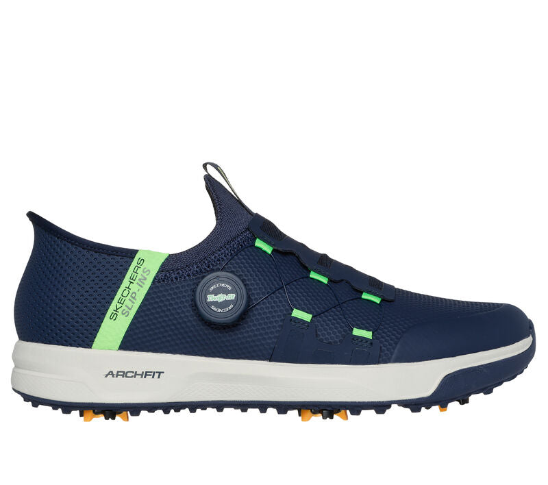 Men's Wide Fit Skechers 214076 Slip-ins Go Golf Elite Vortex Trainers in Black/Grey - Image 8