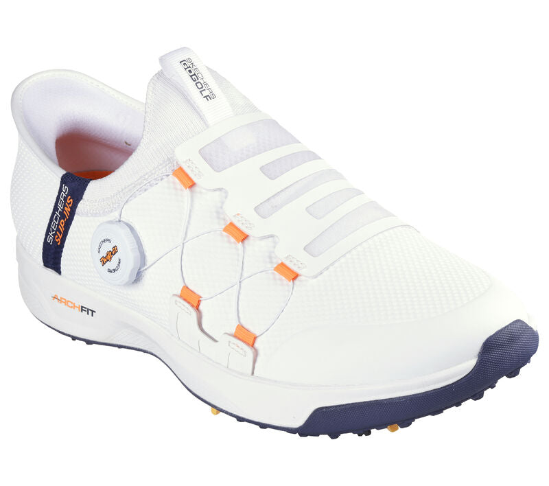 Men's Wide Fit Skechers 214076 Slip-ins Go Golf Elite Vortex Trainers in Black/Grey - Image 19