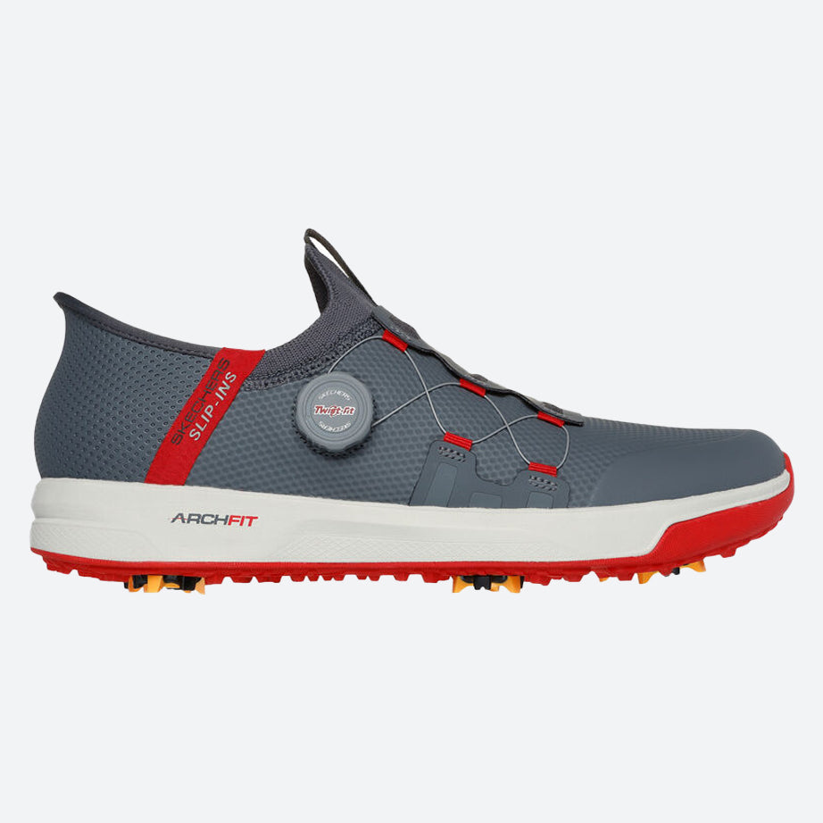 Men's Wide Fit Skechers 214076 Slip-ins Go Golf Elite Vortex Trainers in Black/Grey - Image 12