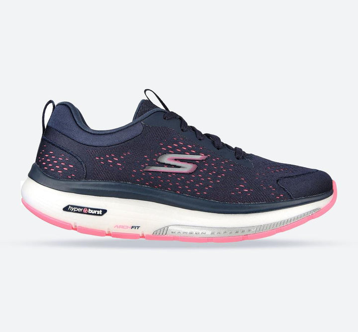 Women's Wide Fit Skechers 124933 Go Walk Workout Walker Trainers in Navy/Hot Pink - Image 1