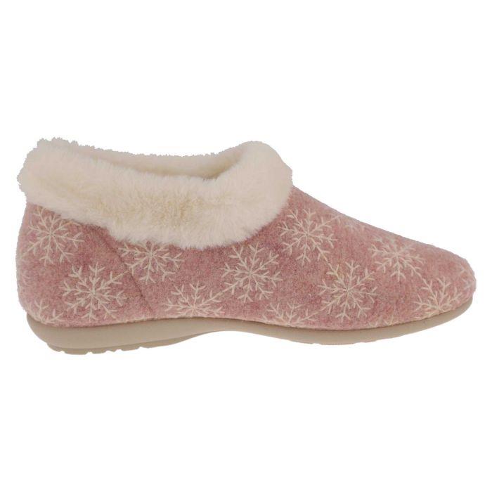 Women's Wide Fit DB Libby Slippers in Navy / White Snowflake - Image 9
