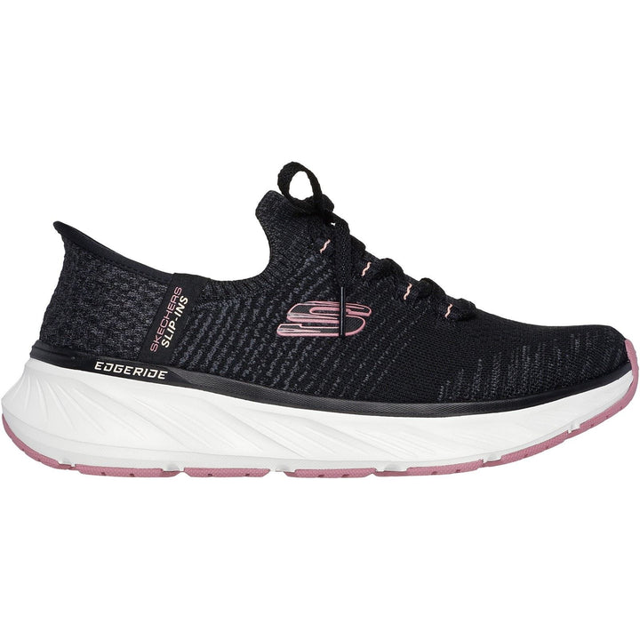 Women's Relaxed Fit Skechers 150470 Edgeride Impression Trainers in Black/Pink - Image 1