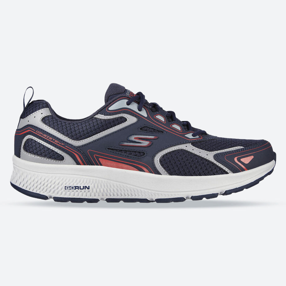 Men's Wide Fit Skechers 220034 Go Run Consistent Running Trainers - Goga Mat in Grey/Navy - Image 14