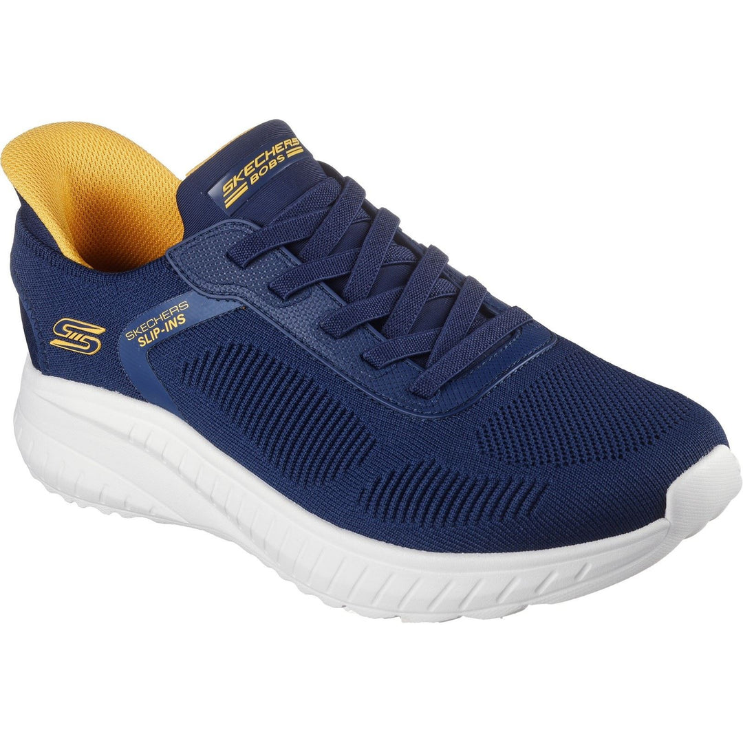 Men's Wide Fit Skechers 118312 Slip-ins Bobs Sport Squad Chaos Solid Step Trainers in Navy - Image 3
