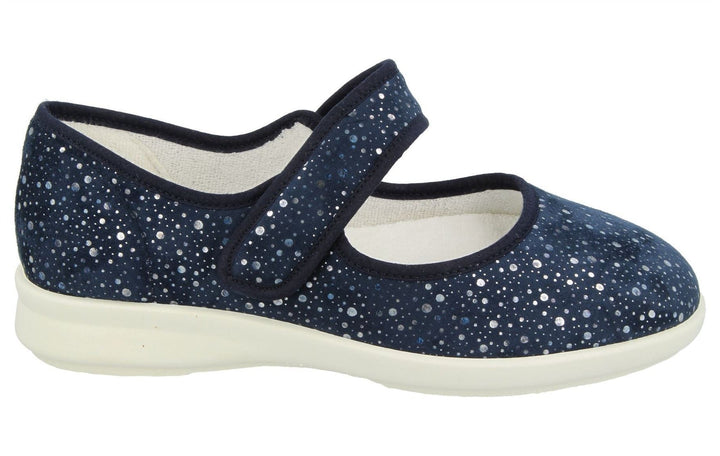 Womens Wide Fit DB Bombay Canvas Shoes in Navy Stretch - Image 1