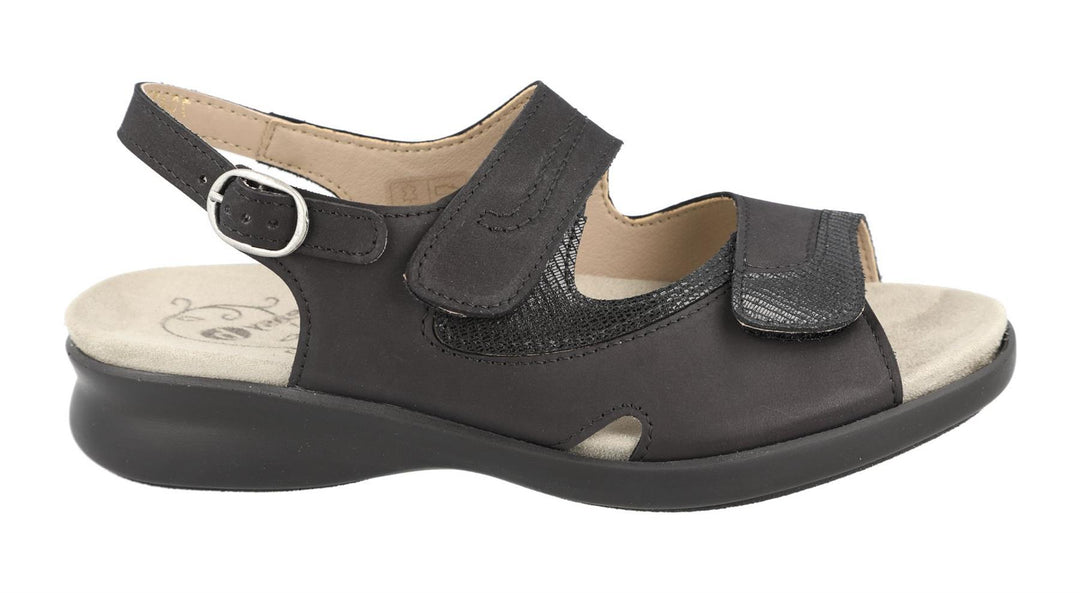 Womens Wide Fit DB Georgina Sandals in Black - Image 2