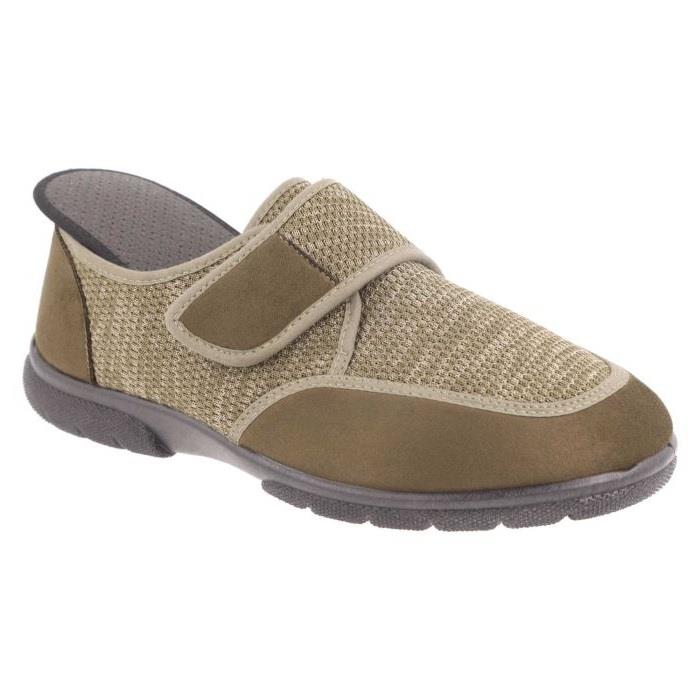Men's Wide Fit DB Gavin Velcro Slippers in Navy Stretch / Navy Suedette - Image 1