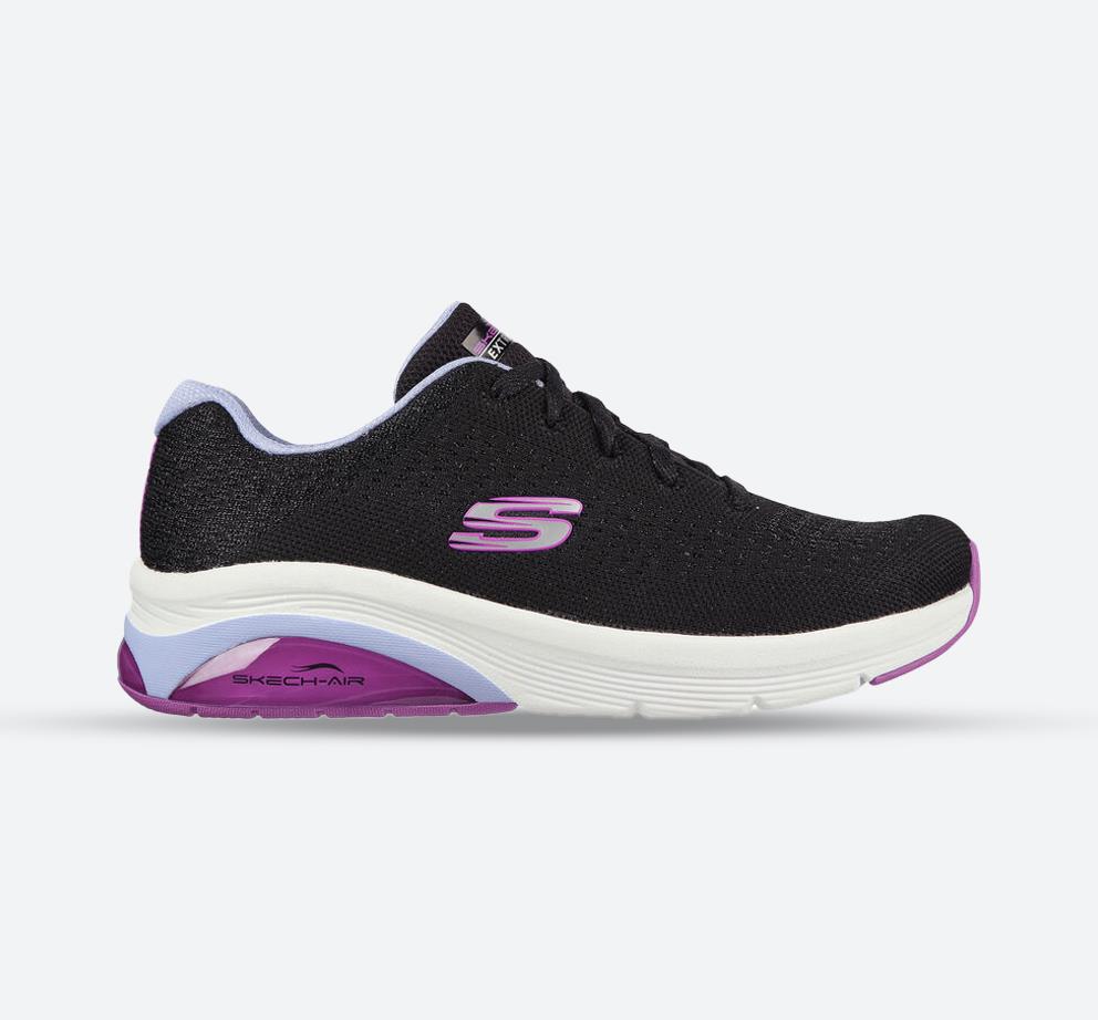 Women's Wide Fit Skechers 149645 Skech-Air Extreme 2.0 Classic Vibe Trainers in Black/Lavender - Image 1