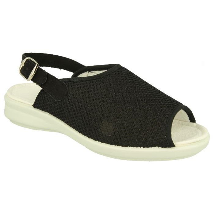 Women's Wide Fit DB Grouse Sandals in Black Textile - Image 1